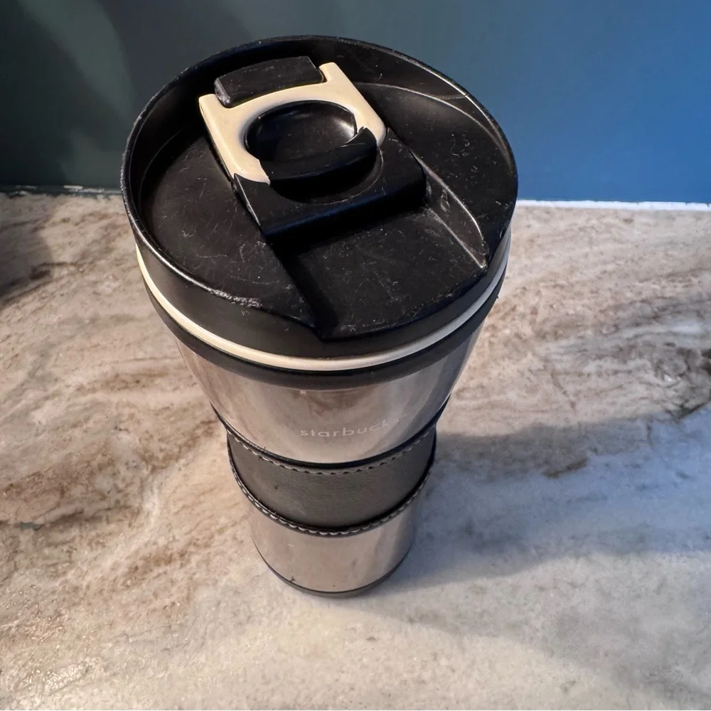 Vintage - Starbucks - Brushed Stainless - Faux Leather - Travel Tumbler